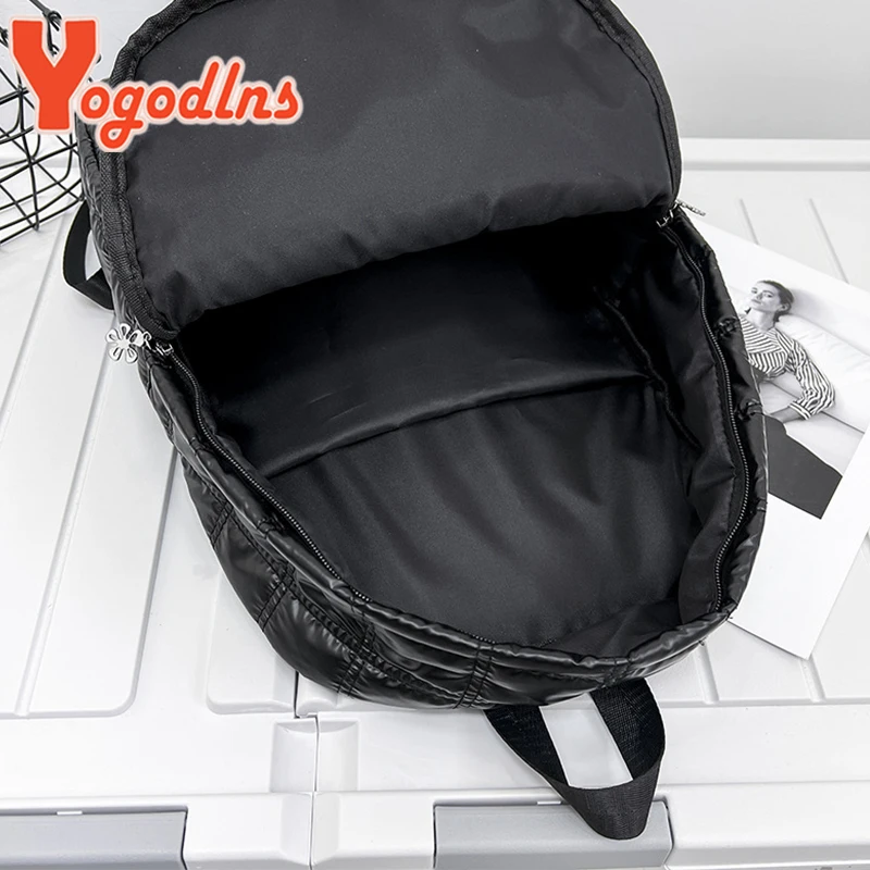 Yogodlns Winter Space Cotton Backpack Women Large Capacity School Bag for Student  Waterproof Nylon Rucksack Travel Female Pack