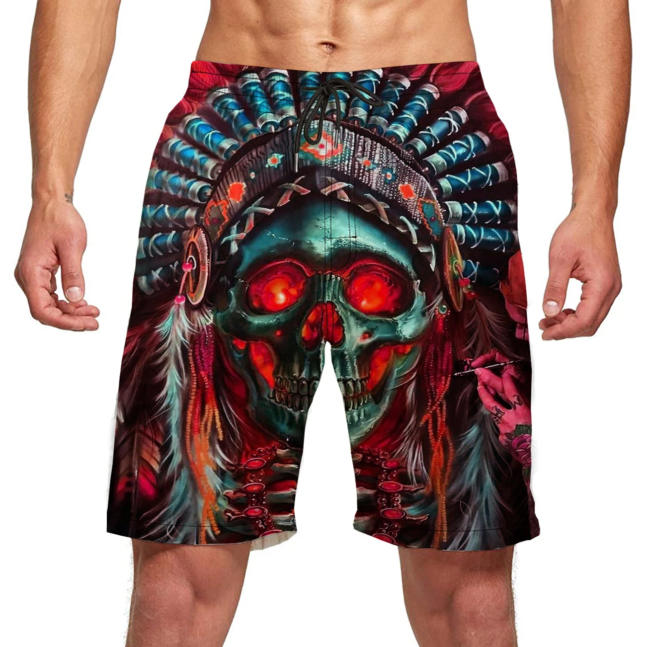 Skeleton Graphic Beach Shorts For Men 3d Nation Pattern Skull