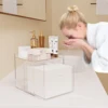 Acrylic Disposable Face Towel Holder with Drawer, Custom Storage for Home & Makeup Organization (Towels Not Included) 5