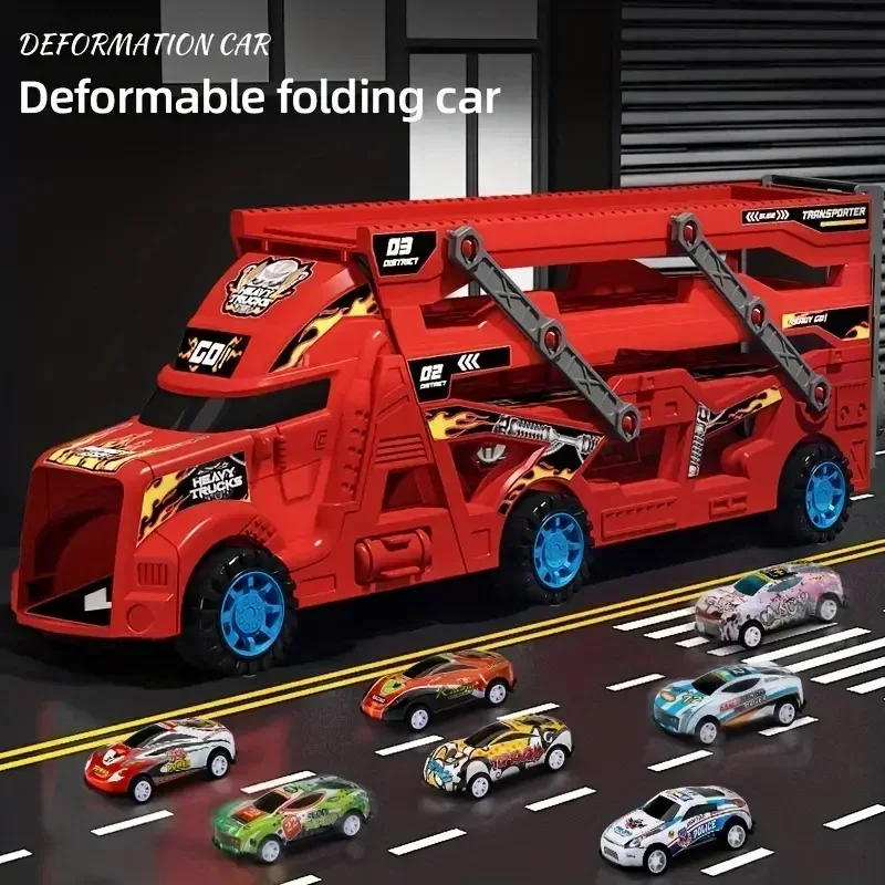 Large Transforming Transporter Car Toy - Educational Folding Track Racing Vehicle for Kids