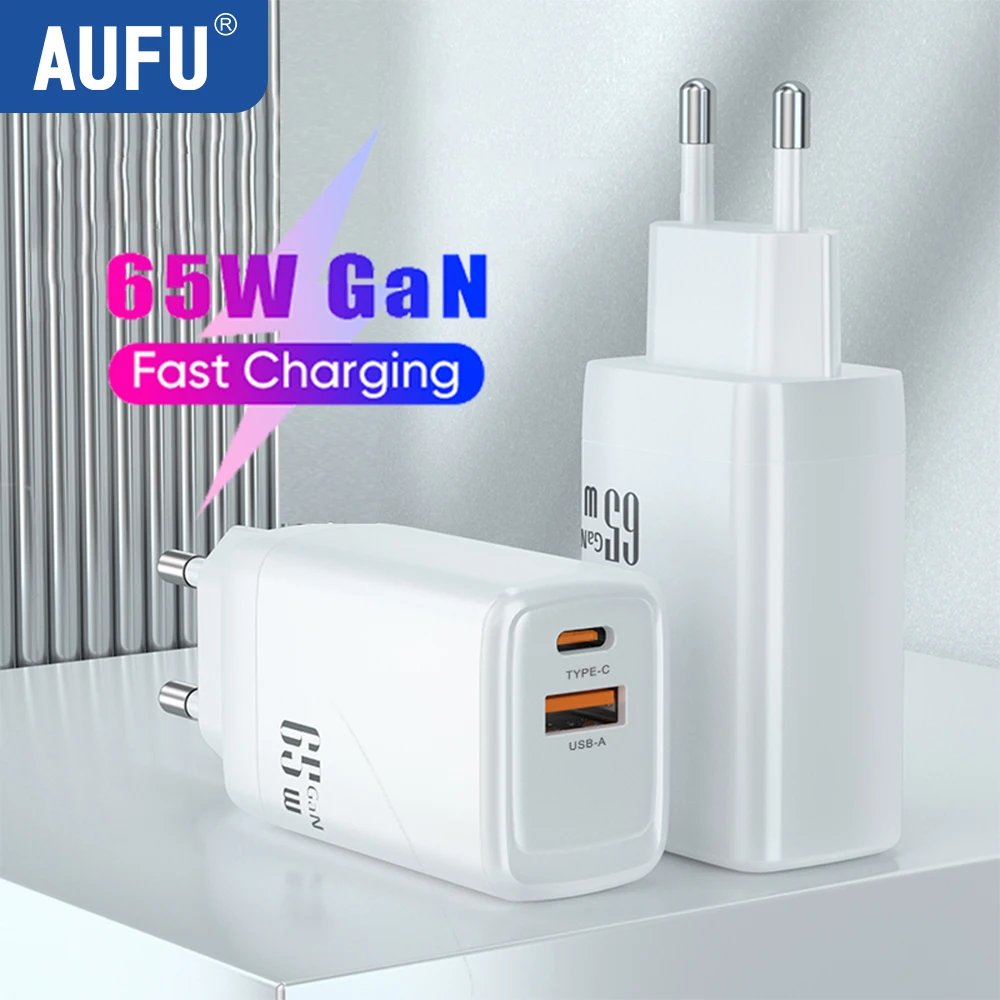 

Зарядное устройство AUFU GaN USB C, 65 Вт, быстрая зарядка QC4.0 QC PD3.0 PD, быстрое зарядное устройство USB Type-C для iPhone, Samsung, Xiaomi, MacBook, ноутбука