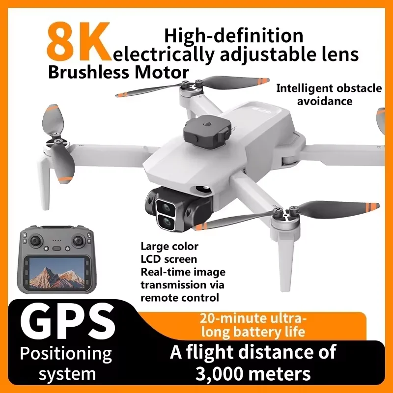 Drone L106 con Doppia Fotocamera 8K HD, WIFI 5G FPV, Motore Brushless, Evitamento Ostacoli, Telecomando con Schermo, Quadricottero Giocattolo