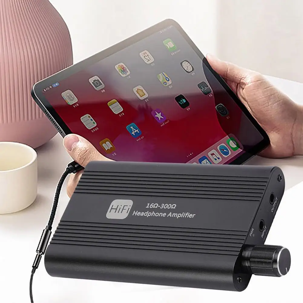 Noise Filtering Headphone Amplifier Rechargeable Headphone Amp Adapter with Hifi Stereo Sound Volume Adjustment Noise for 3.5mm