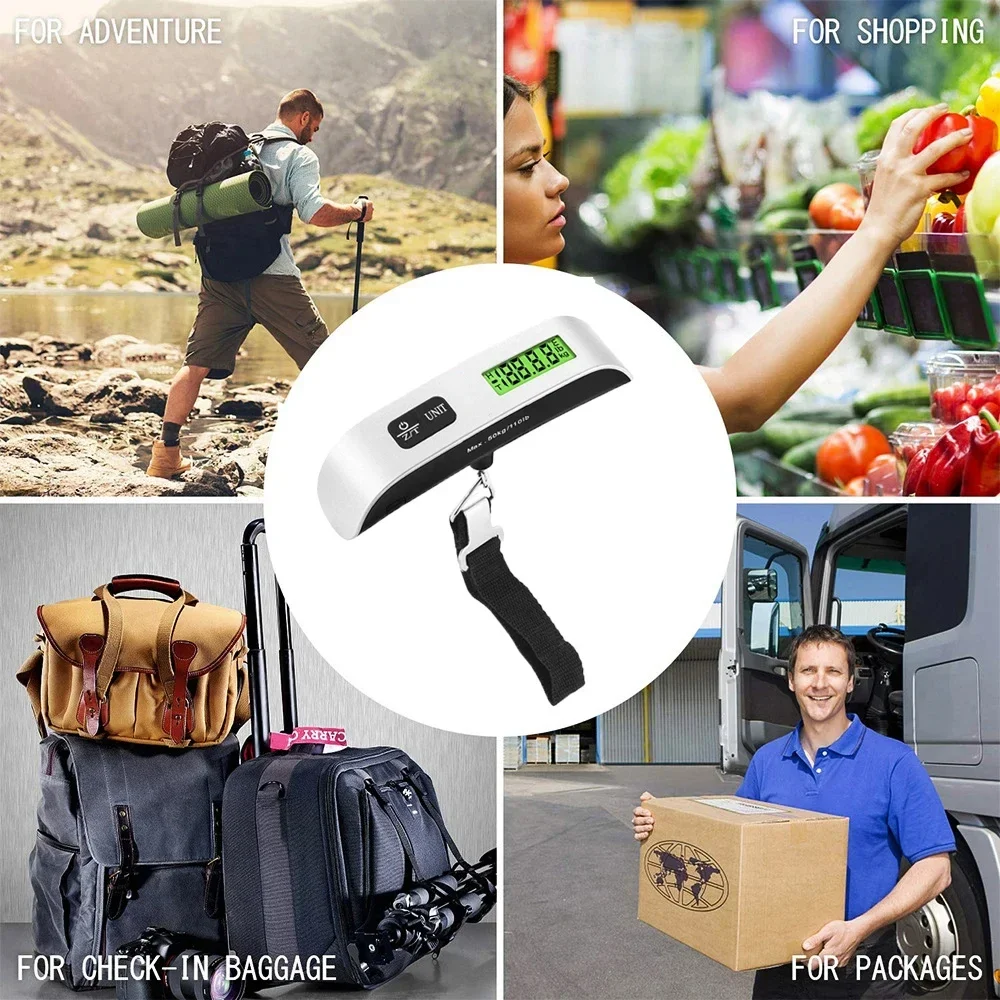 Luggage Scale Portable Digital LCD Display 110lb/50kg Electronic Hanging Suitcase Travel Weighs Baggage Bag Weight Balance Tool
