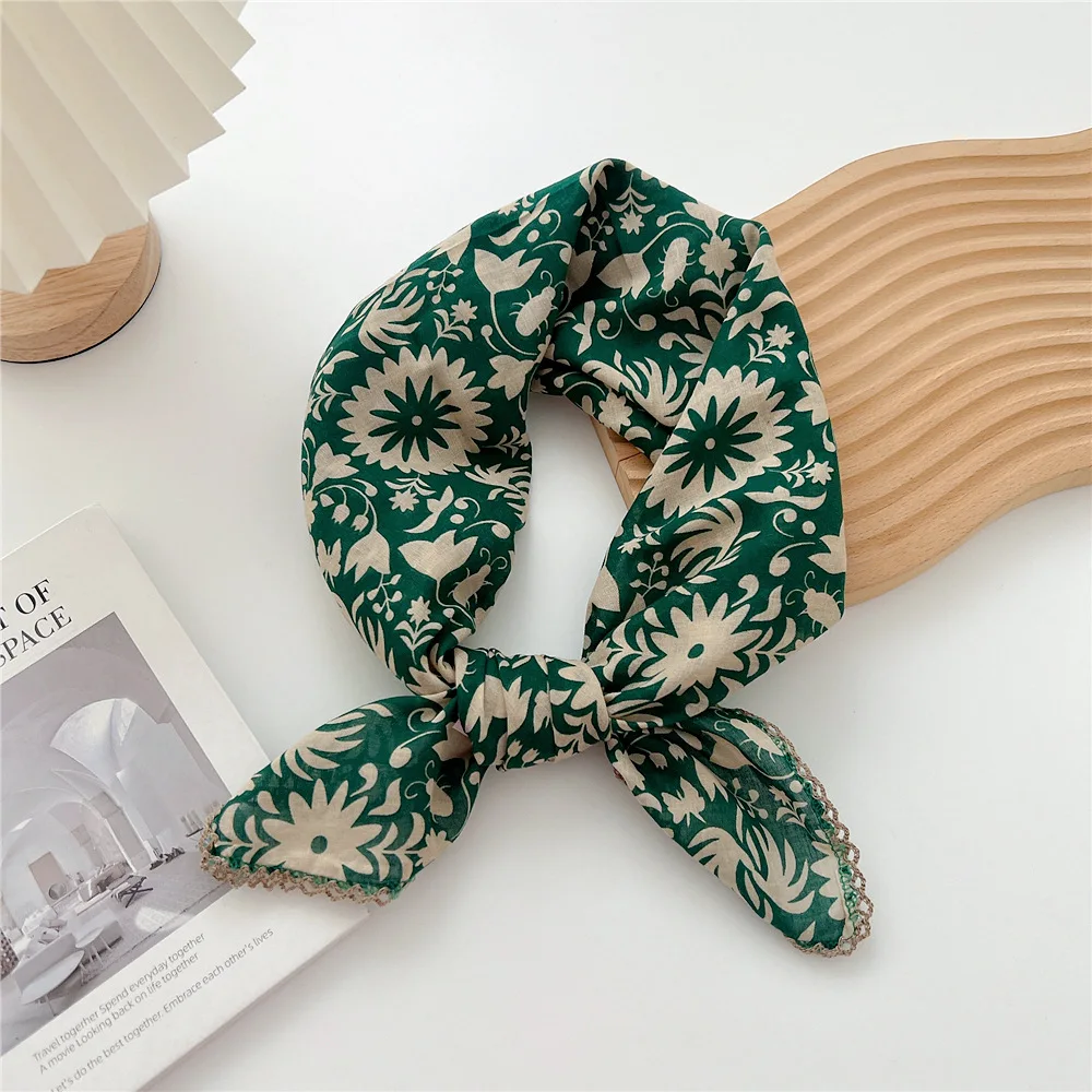 70cm Handkerchief Cotton Neck Scarves For Women Small Neckerchief Bag Scarfs Square Headband Cute Bandana Head Hair Scarf Female 4