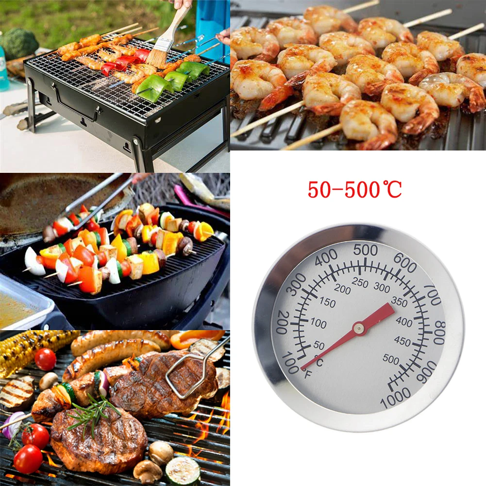 

Stainless Steel Barbecue Thermometer Dial Display BBQ Grill Temperature Gauge Oven Meters Kitchen Household Accessories