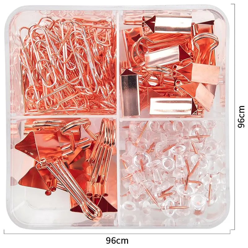 Deli Office Combination Set Rose Gold Binder Clips Pins Ticket Holder Paper Clips Office Stationery Suit School Stationery Set