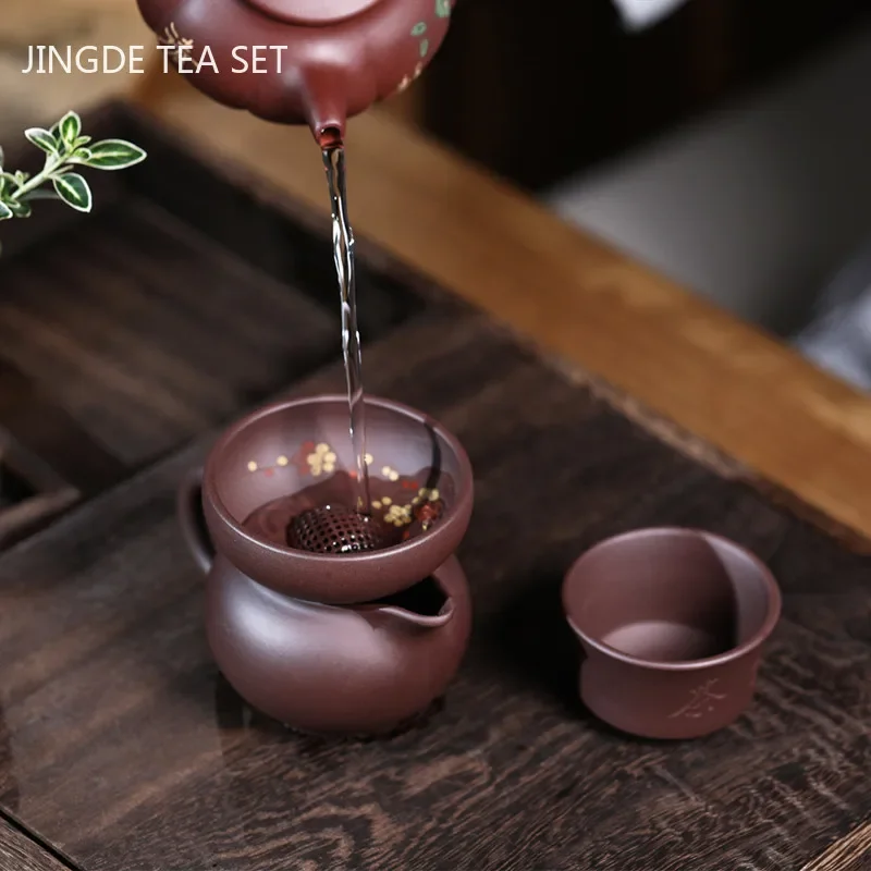 Yixing Purple Clay Leak Original Ore Purple Mud Filter Fine Tea Leak  Handmade Tea Strainer Chinese Tea Set Accessories