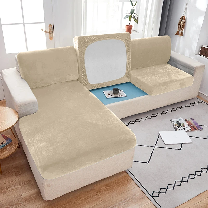 Funda de asiento de sofá de tela de terciopelo para sala de estar, funda de cojín elástica, funda de sofá suave, Protector de muebles para el hogar