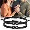 26 lettres initiales coeur Bracelets à la main réglable A-Z nom tressé Bracelets pour femmes hommes amitié bijoux