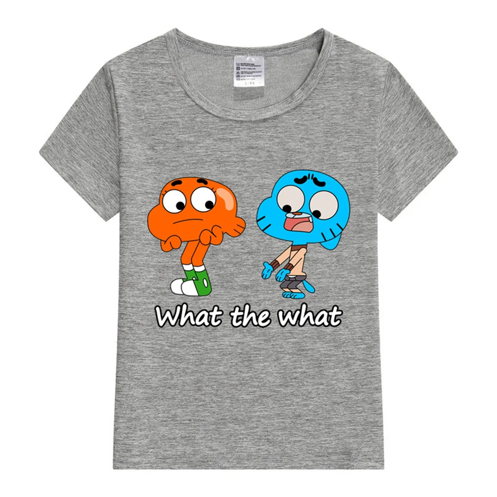 The amazing world of Gumball Gumball and Darwin What the what Kids T-Shirt Graphic Tshirt Girl Boy Casual Fashion Tops Tees 2