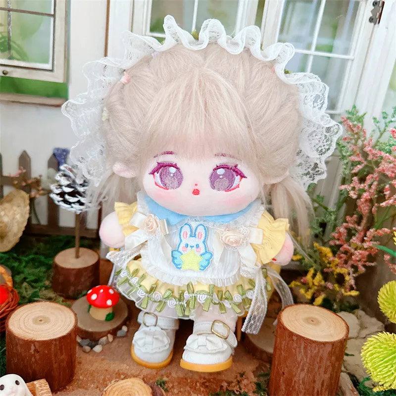 20cm Cute Alice Lace Dress Girls Plush Doll Kawaii Stuffed Idol Star Doll with Shoes Skirt Clothes Customization Figure ToysGift
