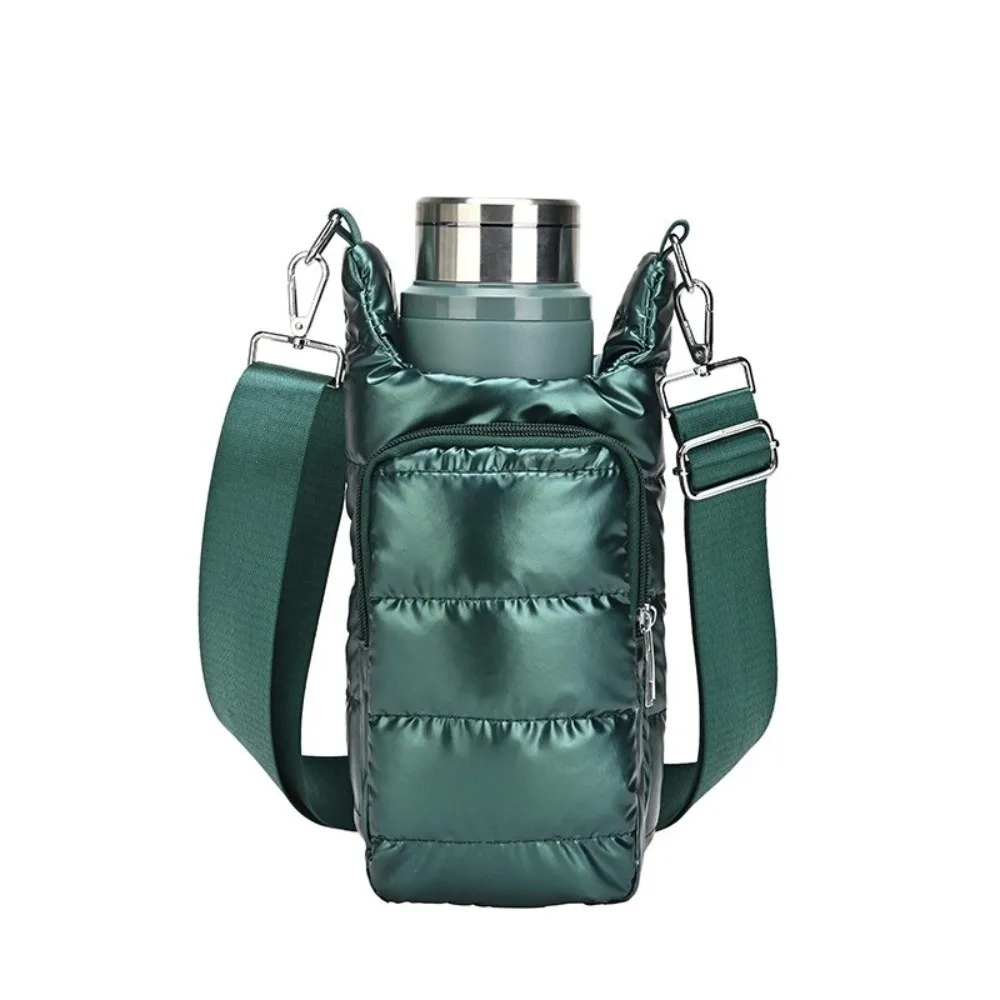 Nylon Water Bottle Carrier Bag with Front Pocket and Shoulder Strap