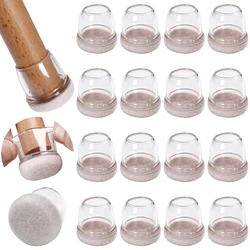 16 - Piece Silicone Chair Leg Protectors with Felt Pads for Floor Protection and Noise Reduction (Diameter 19 - 25mm)