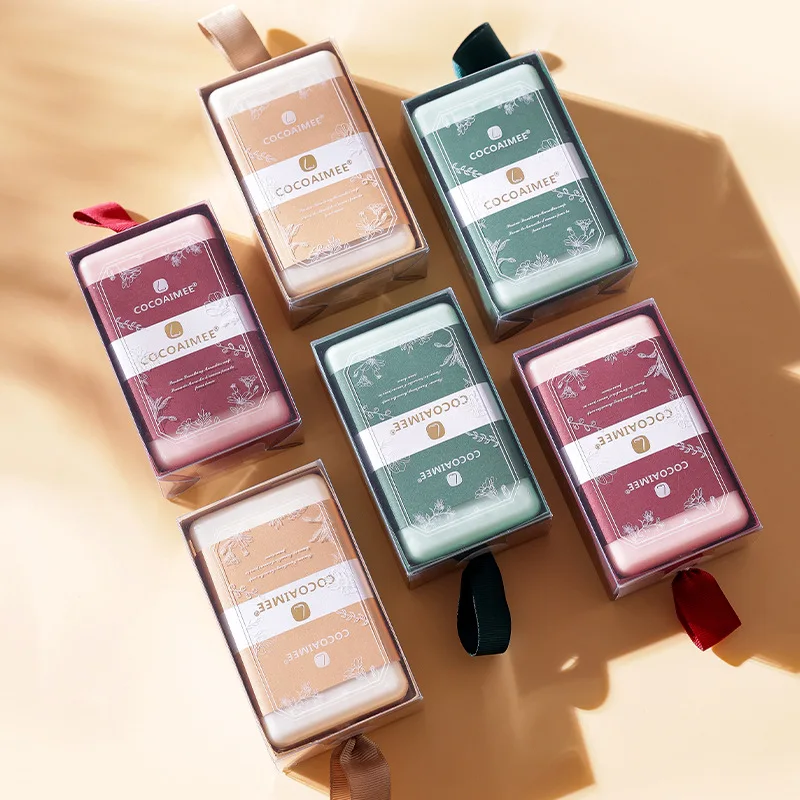 200g French Soap Gift Box with Rose Gardenia Lingering Fragrance Mite Removal Handmade Grinding Soap Paired with Wedding Gift