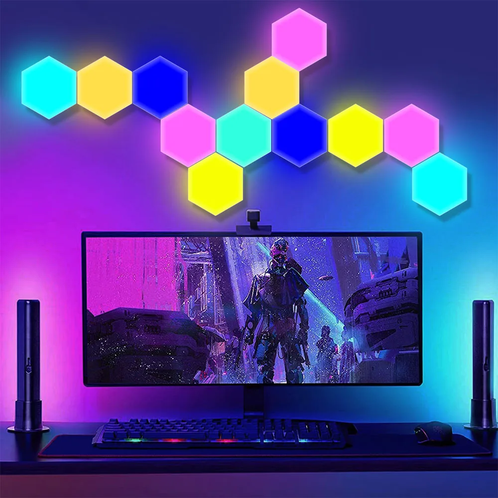 RGB Bluetooth LED Hexagon Light Gaming Setup Quantum Lamp APP Control  Nightlights Gaming Room Decoration Wall Lamp For Bedroom - AliExpress