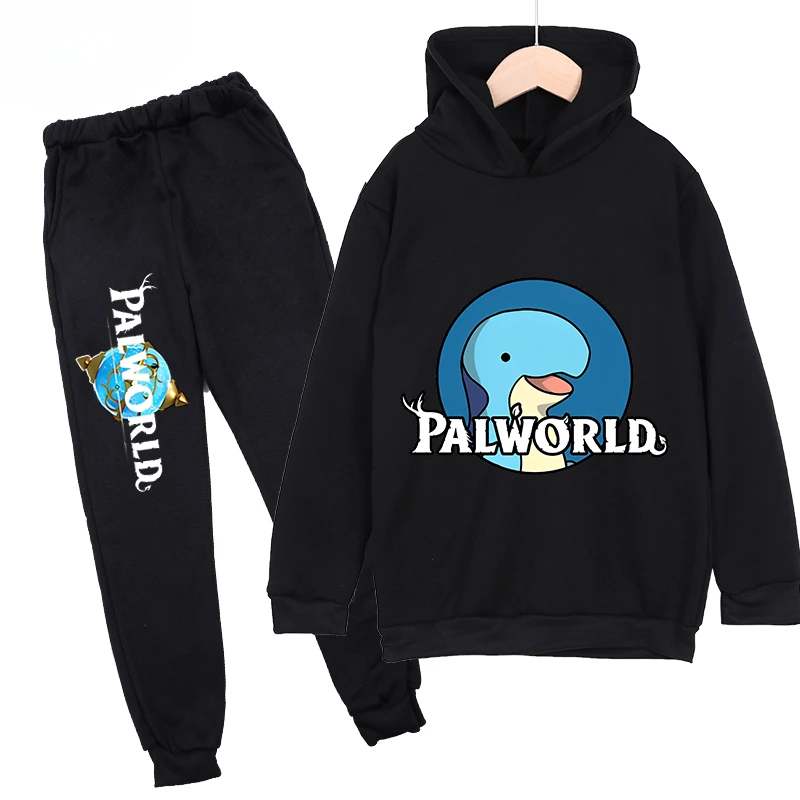 thumbnail image 1 of Conjunto de sudadera y pantalones con capucha de polar con estampado infantil de Palworld, conjunto deportivo de 2 piezas adecuado para conjuntos de niños y niñas, 1 of 5