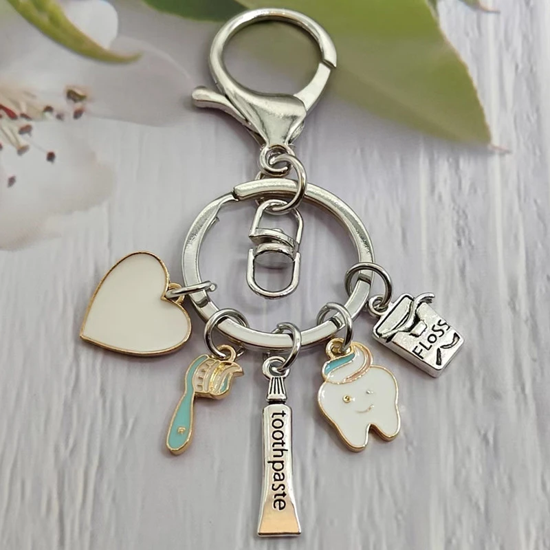 Dental Accessories Key Chains Enamel Toothbrush Toothpaste Key