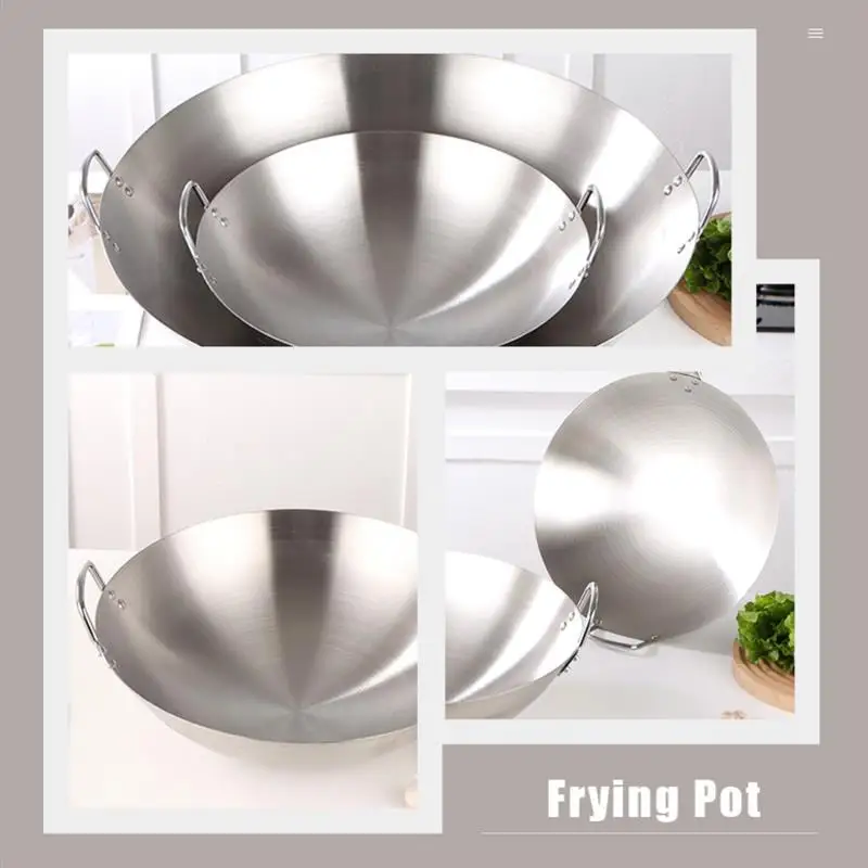 Stainless Steel Wok Round Bottom Wok Capacity Saute Pan - 32Cm