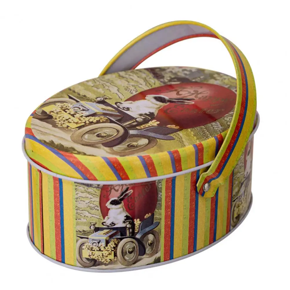 

Easter Gift Box Easter Treat Box with Bunny Pattern Iron Candy Box for Biscuits Kids Gift for Easter Party Favors Exquisite