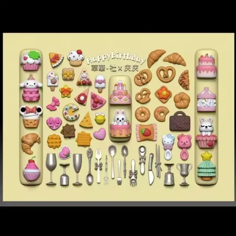 1pc 헬로 키티 아름다운 소녀 3D 아크릴 금형 네일 아트 장식 손톱 DIY 디..