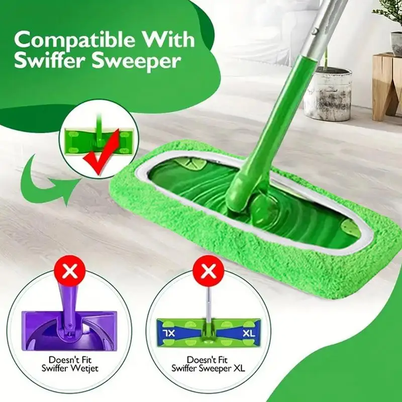 1pcs Wet & Dry Cleaning Cloths Reusable Microfiber Mop Pads Green Furniture Flooring Mop Head Replacement Washable Rag Towel