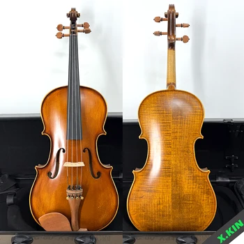 Professional Matte Patterned Handmade Viola with Spruce Top, Patterned Maple Back, and Jujube Wood Accessories 15-16.5inch