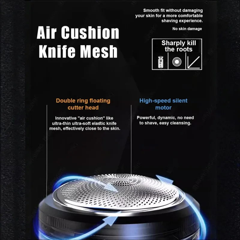 남성용 휴대용 LED 디지털 현수 블레이드 스틸 블레이드 전기 면도기, TYPE-C 충전식 건식 습식 듀얼 면도기