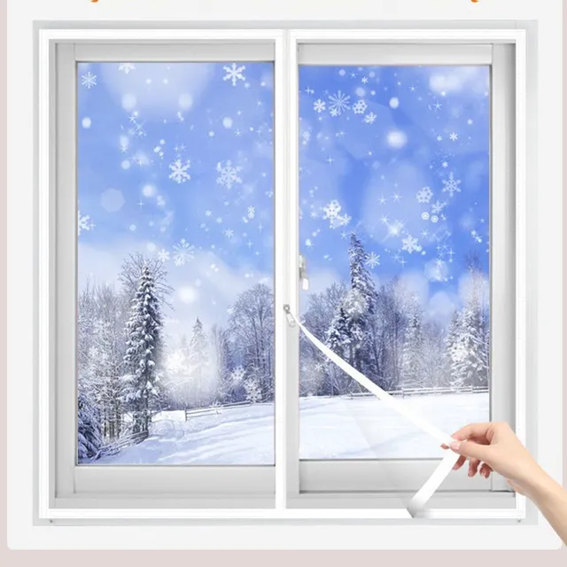 Film d'Isolation Thermique pour Fenêtre, Épaississement d'Hiver, Rideau d'NikChaud et Coupe-Vent avec Fermeture Éclair, Film de Verre Souple Transparent pour Fenêtre 1