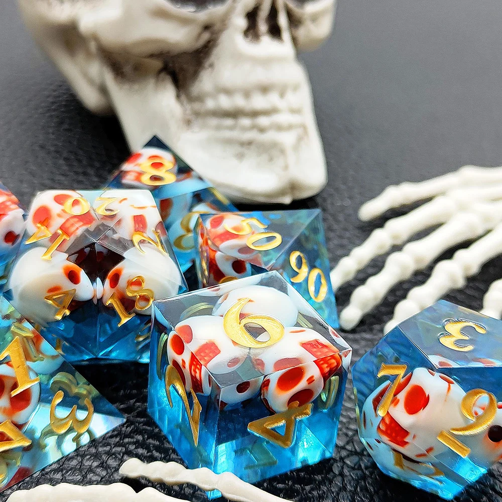 7Pcs/Set DND Dice Sharp Edge Polyhedral Resin Dice D&D Dice Set For Dungeon and Dragon Pathfinder Role Playing Game(RPG)MTG Game 3