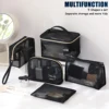 5pcs/Set Mesh Makeup Bags Black&Heart Portable Cosmetic Pouches Washbag 1