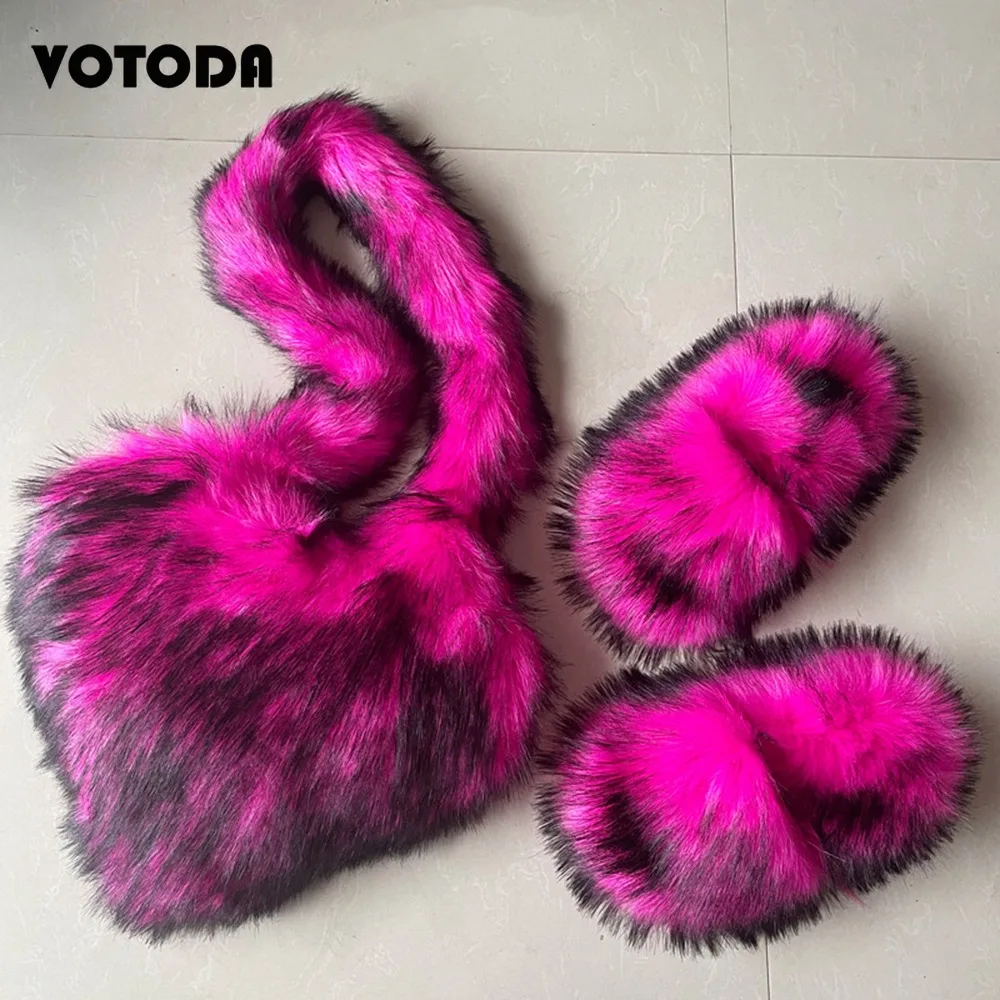 Hot Pink Raccoon Fur Slippers