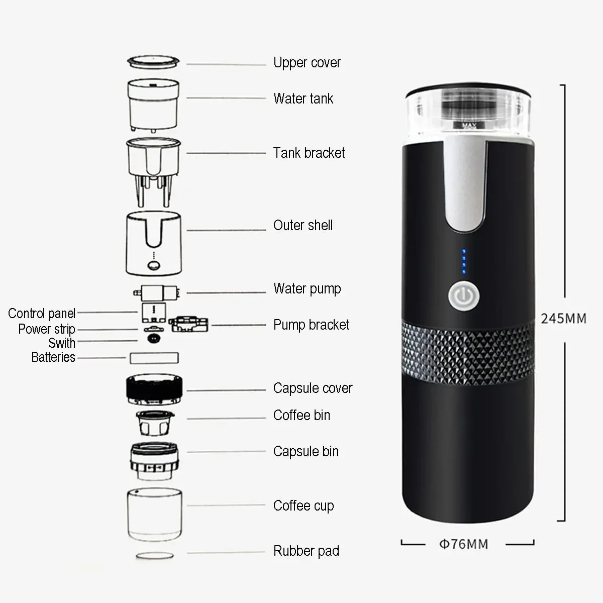Espresso Coffee Maker Houselin Portable Espresso Machine Compatible NS Capsules Mini Travel Manual Coffee Machine Perfect for Camping Travel Office