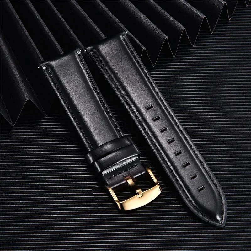 Elegant Leather Watchbands - Quick Release Business Strap Bracelet in Black and Brown