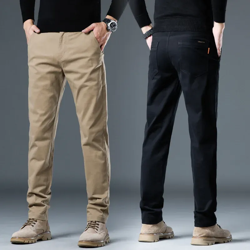 Trendy High-End Men's Casual Pants Loose Straight Business Trousers Pure Cotton Autumn Winter New Style Fashionable Men's Pants