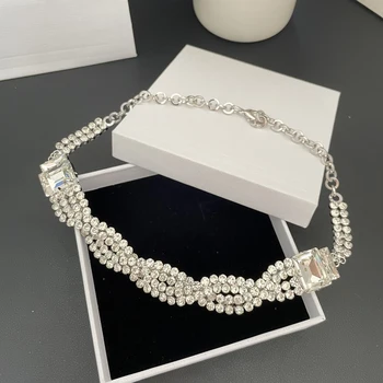 Europe Famous Designer Brand Twisted Crystal Necklace Choker Women Top Quality Jewelry Boutique Trend 1