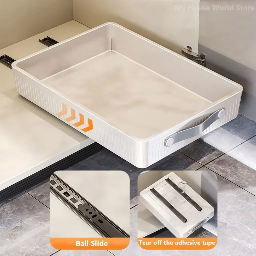 Kitchen Drawer Storage Rack with Slide Rails Pull-out Cabinet Organizer Tray Spice Seasoning Bottle Simple Moisture-Proof Rack