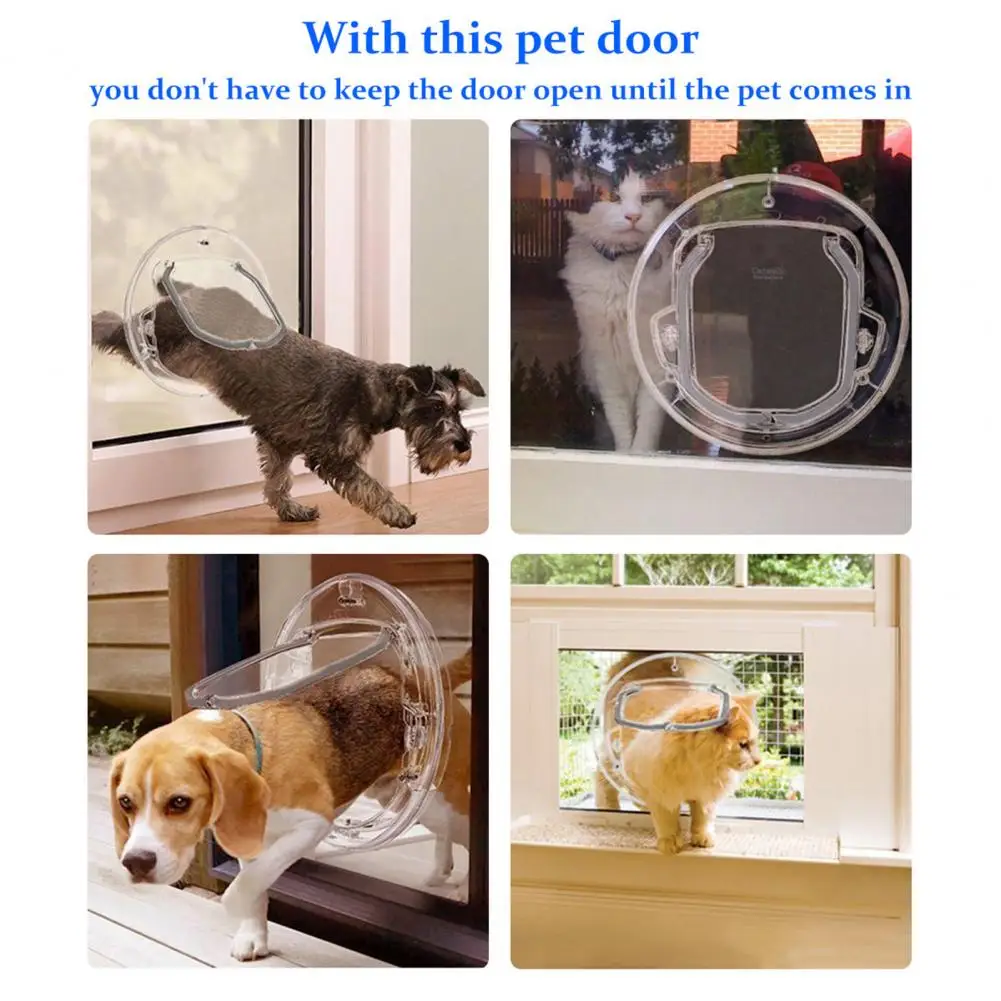 Cats Door for Puppy Dog Door 4 Ways Lock Lockable Acrylic Noise Reduction Pet for Puppy