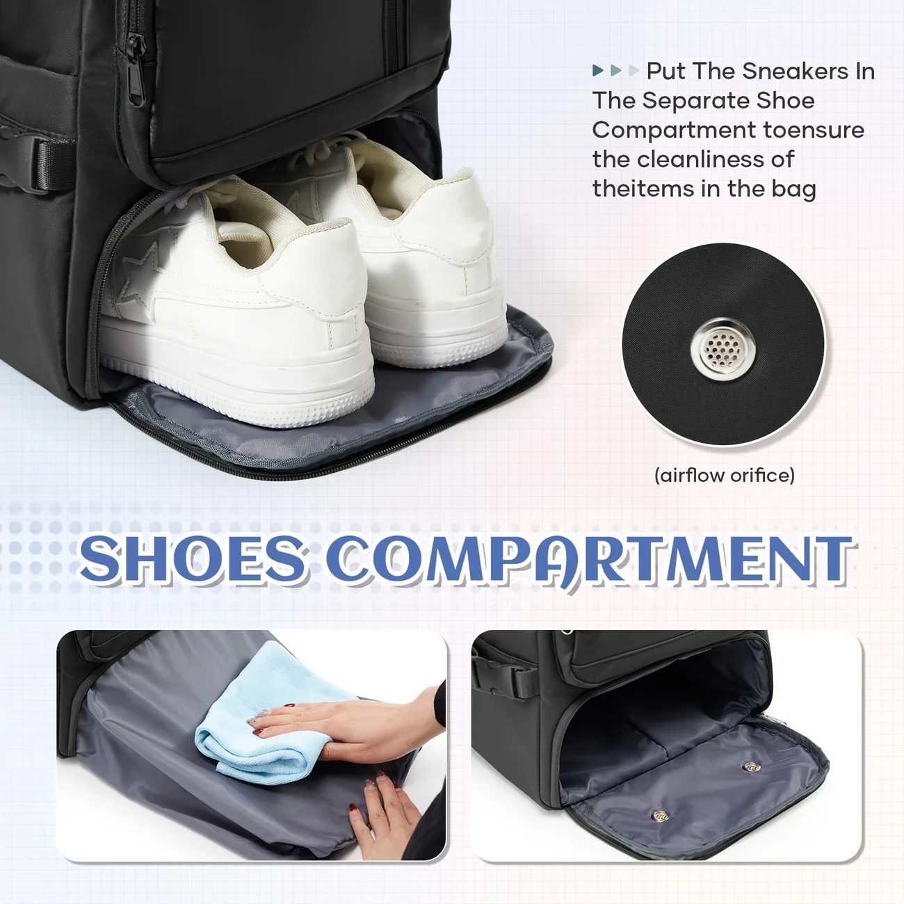 Ryanair Cabin Bags 40x20x25 Underseat Travel Backpack Multi-Functional Nylon Carry-On Shoe Compartment Carry-On Approved Handbag