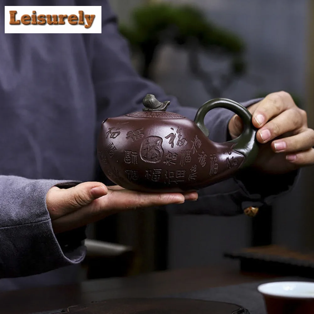 280ml Yixing Authentic Purple Clay Teapot Famous Artists Handmade Eggplant Tea Pot Customized Kettle Chinese Zisha Tea Teaware
