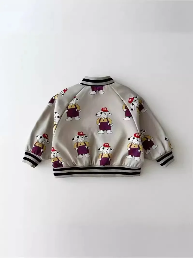 Autumn Baby Long Sleeve Cartoon Coat Children Double Sided Jacket Infant Girl Baseball Uniform Toddler Boy Cute Jacket