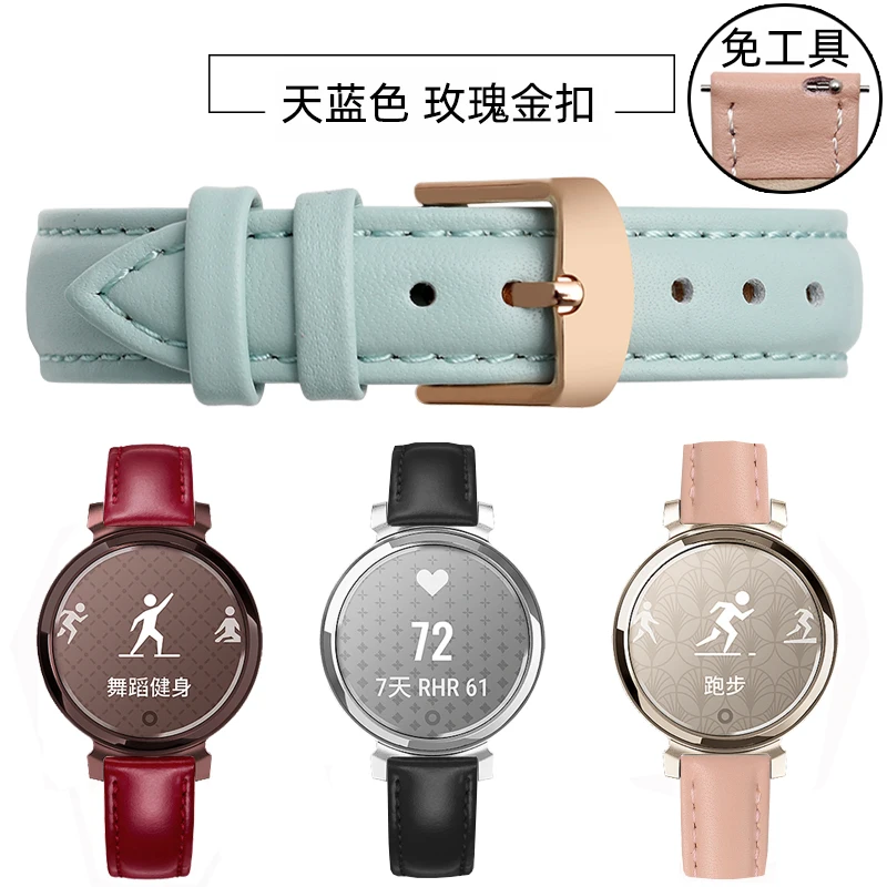 Elegant Genuine Leather Strap for Garmin Lily 2 Women's Smartwatch - 14mm Quick Release in Pink White