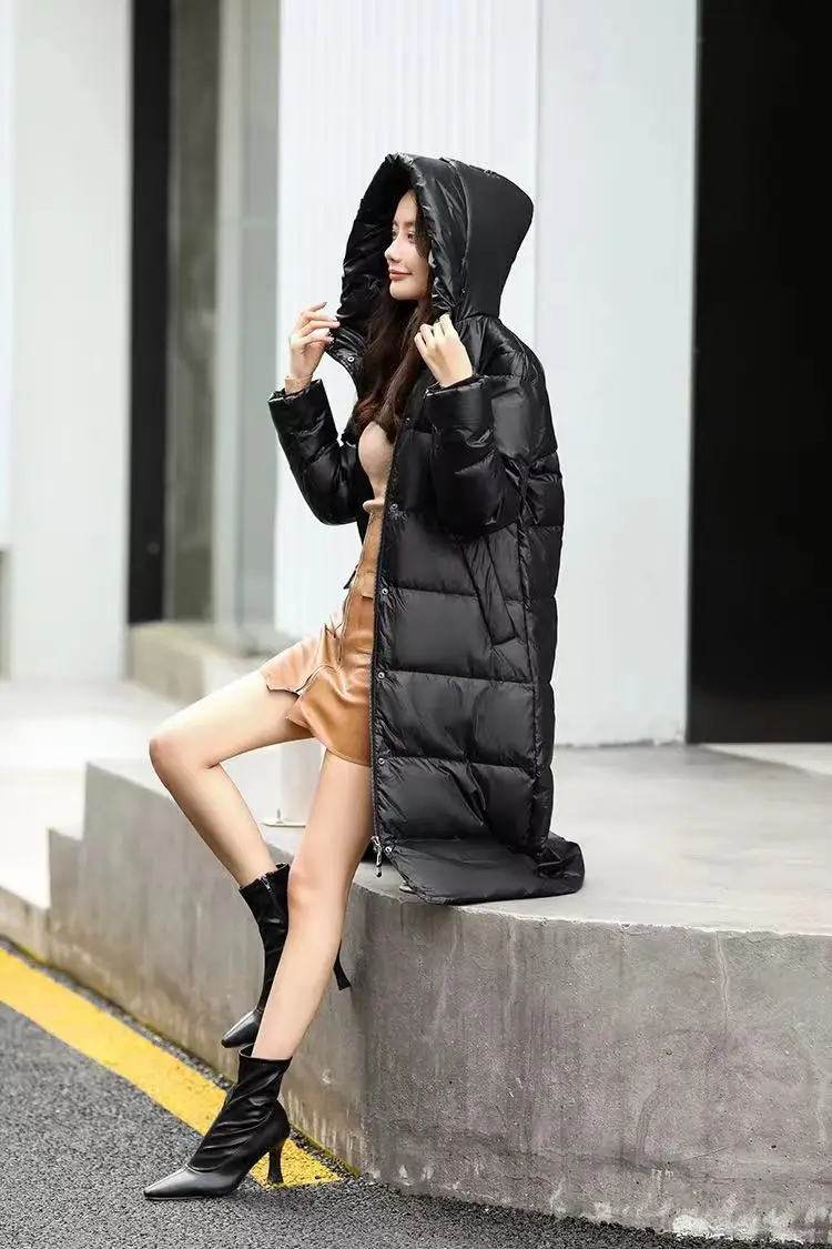 Ladies Long Warm Thick Down Cotton Hooded Jacket Retro Solid Color Hooded Waterproof Jacket Women's Winter Coat Women Elegant