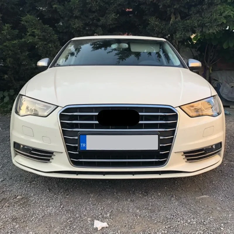 Car Front Grille Cover Decorative Trim Strips For Audi A3 8V Sedan Hatchback Sportback 2014-16 1 set Stainless steel