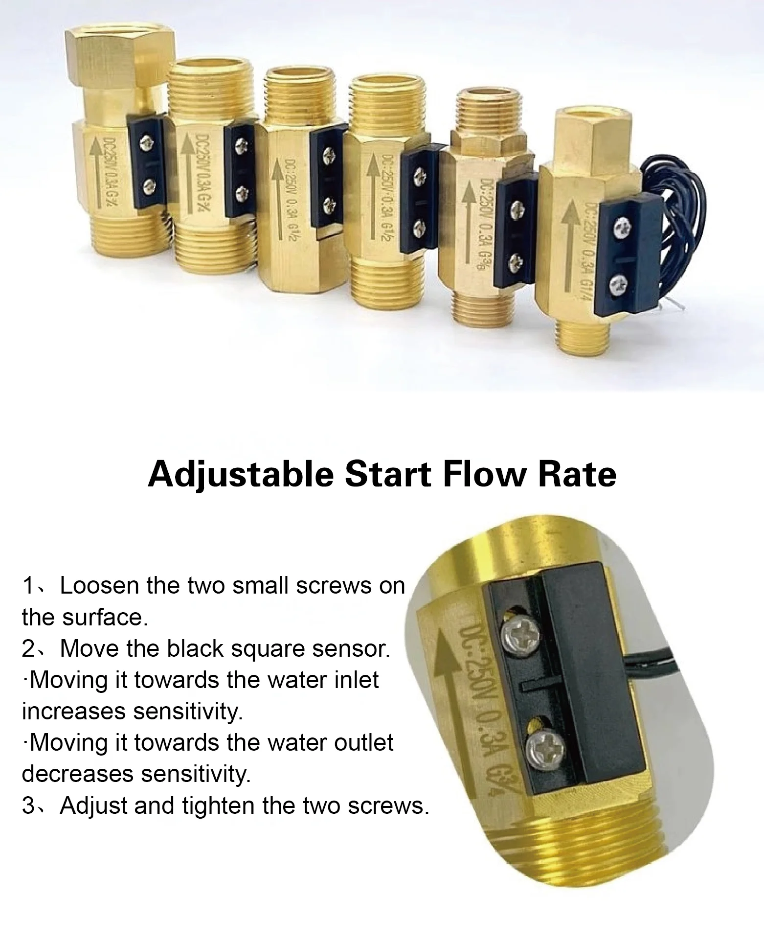 Brass Water Flow Switch Low Flow 1.5-3 L/min G1/4 G3/8 G1/2 G3/4 Thread Magnetic