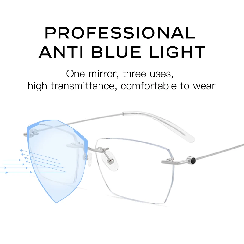 CAPONI Rimless Optical Glasses Frame Ultra Light Simple Design