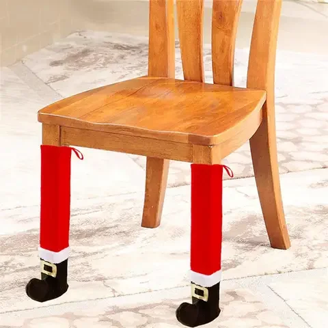 

Christmas Decoration Home Tables Leg Covers Santa Elasticity Chair Legs Feet Sock Sleeve Cover Floor Protector Table