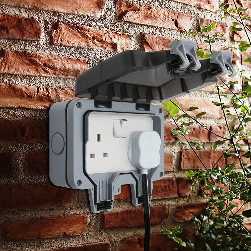 New Outdoor Waterproof Socket Two Position Wall Plug Standard 16A Power