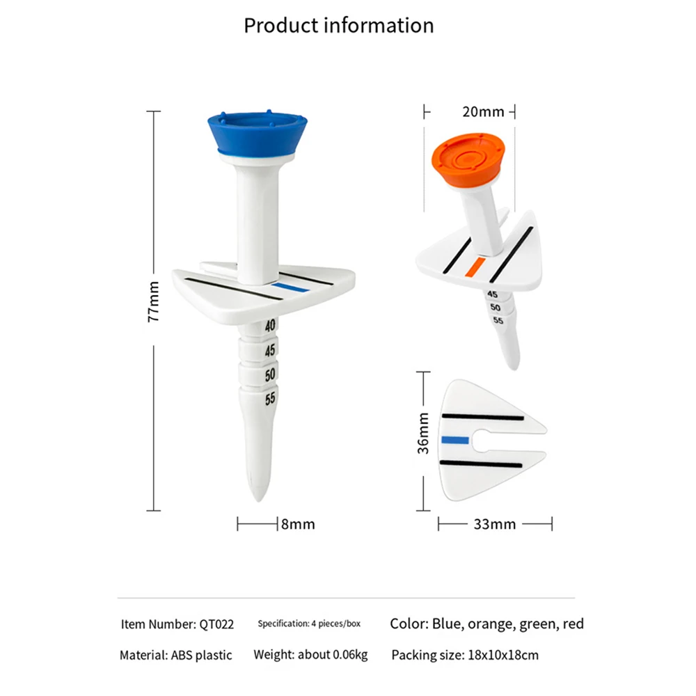 Description Picture 4 of itemPGM 4Pcs/pack Golfs Plastic Tees Golf Base Support Tees Driver Training Accessory Golfs Holder Adjustable Height in 33-55mm