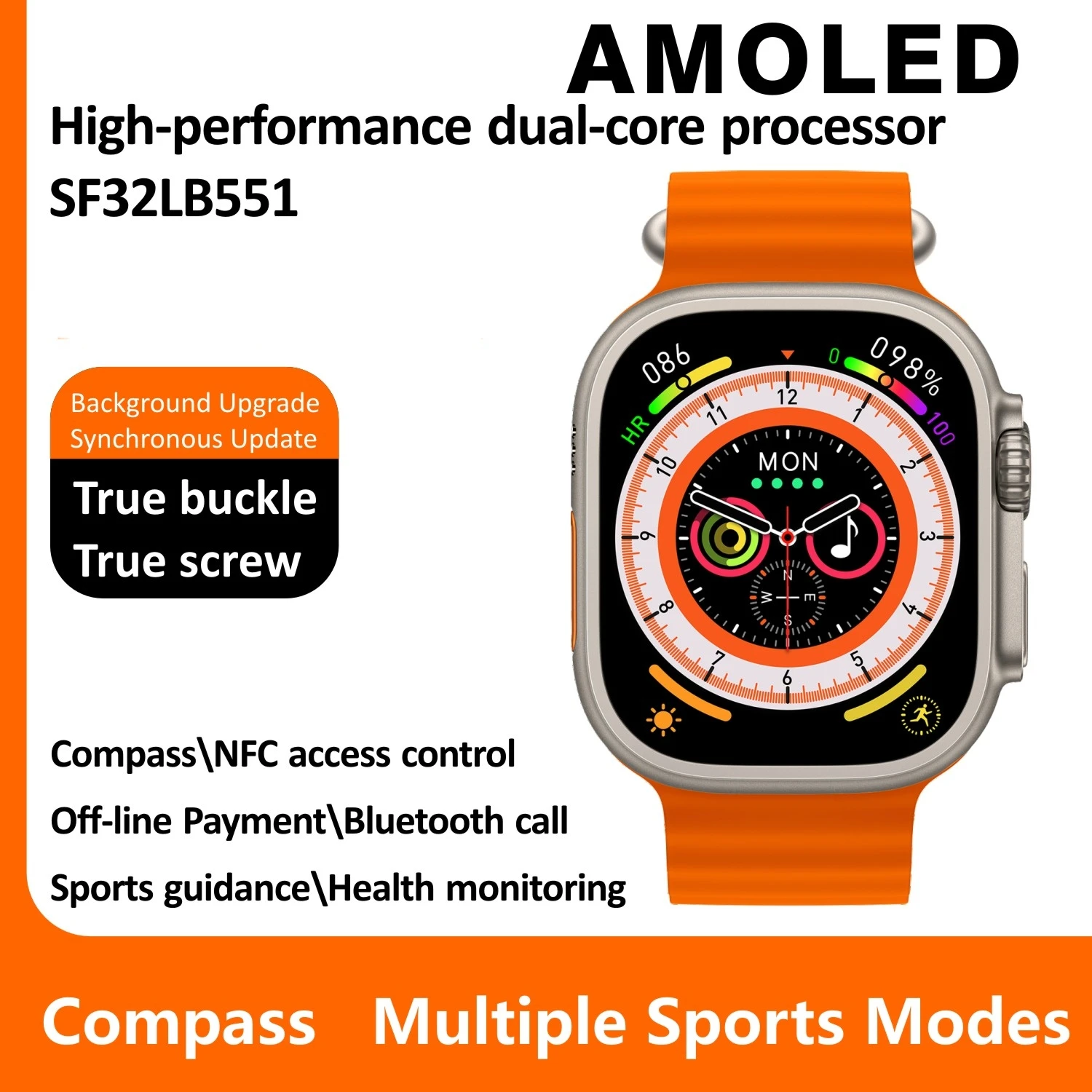 2023 IWO Ʈ 4 AMOLED ũ ׷̵ Ʈġ,  ƮϽ ƮĿ,  Ʈ ġ, 2.12 ġ, 49mm